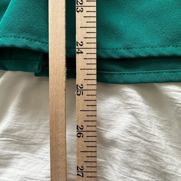 Susan Graver Stretch Woven Button Front Long Sleeve Teal Shirt Size 20 - Picture 10 of 11